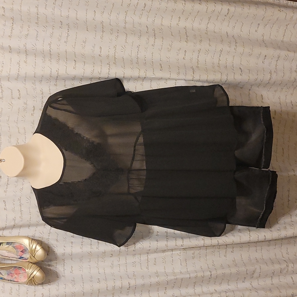 NWOT Lovely sheer babydoll top w/ lace detail